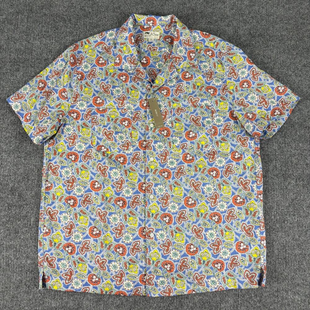 J CREW Short-sleeve slub cotton camp-collar shirt Floral BE957 Size Large